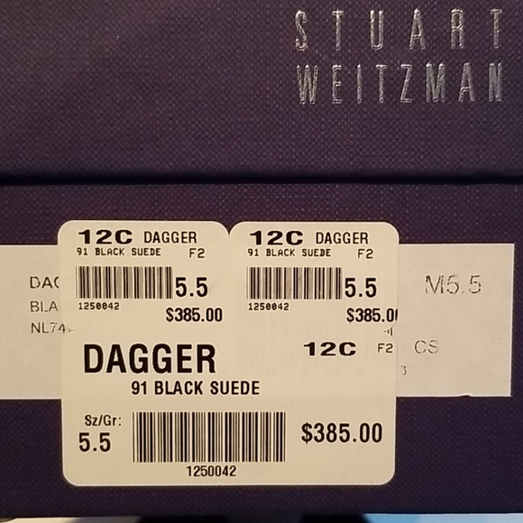 Stuart Weitzman Dagger Black Suede Pumps NIB 5.5 - Picture 7 of 7
